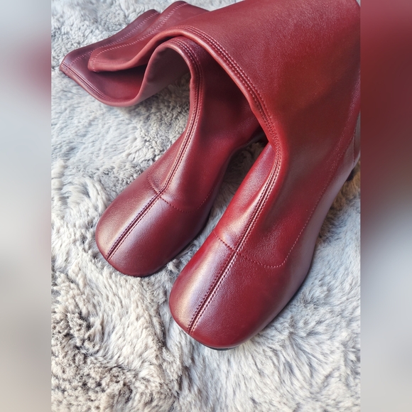 ME+EM Red Knee High Stretch Leather Boot 39 - Picture 12 of 16
